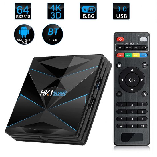 Android tv box HK1 Super Android 9.0 USB3.0 4K RK3318 TV HD Wifi Smart TV Box