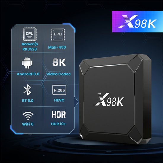 Android TV Box Quad Core ARM Cortex A53 Android 13 2.4GHz/5GHz WiFi 6 4K*2K UHD Output IPTV smarters box