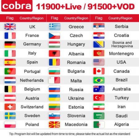 6 months cobra ott IPTV Abonnement 4K Sport Movies for Android Smart tv m3u