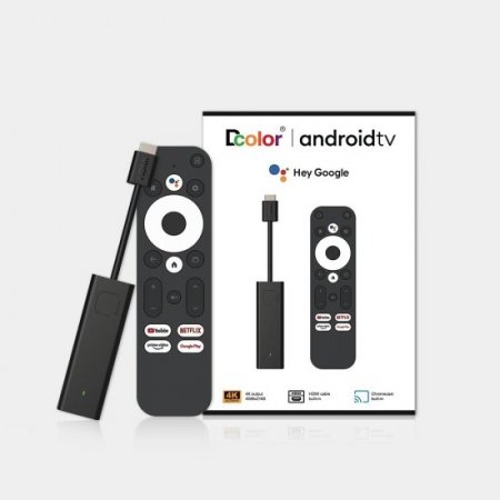 DCOLOR Android TV™ STICK Google TV based on Android 11 Amlogic S905Y4-B WIFI 2.4G/5G BT5.0 Smart TV Box