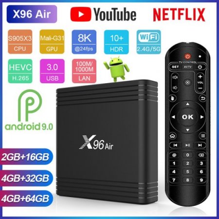 Android tv box X96 air Android 9.0 Smart TV Box 4K 2.4G&5G Wifi BT4.1 H.265 64/32GB Smart Box